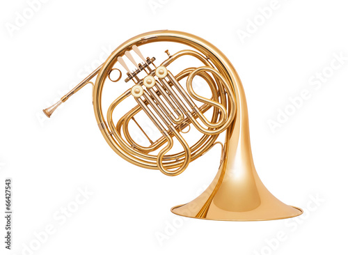 French horn isolated on white background