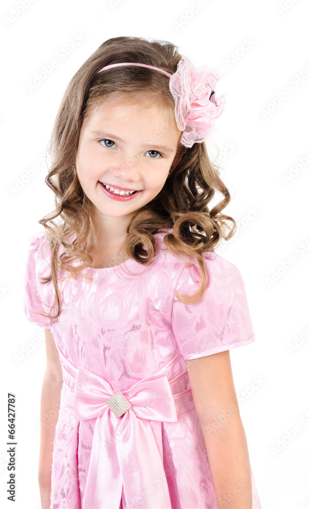 Adorable smiling little girl in pink princess dress Adorable smiling little girl in pink princess dress