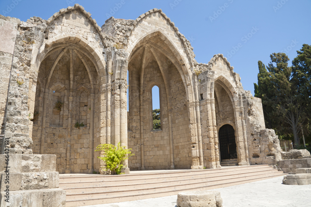 Ruins of medieval church on Rhodes