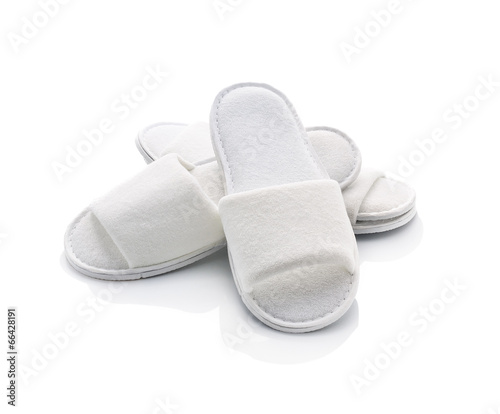 White casual home slippers on white background
