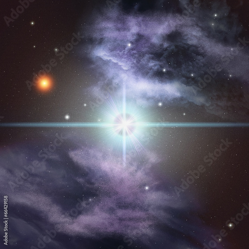 Supernova and nebula on star background