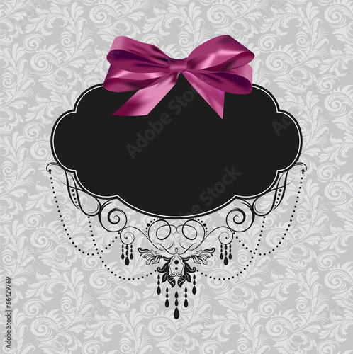 seamless pattern and purple bow tag