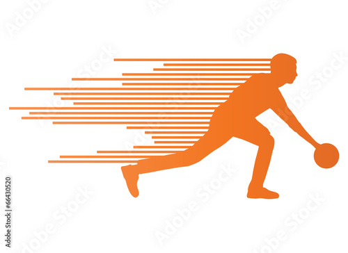 Bowling player silhouettes vector background concept