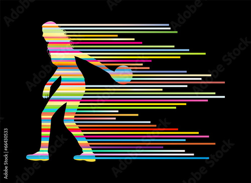 Bowling player silhouettes vector background concept