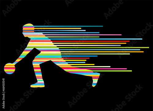 Bowling player silhouettes vector background concept