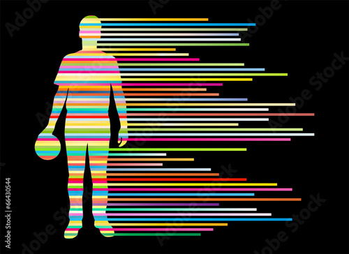 Bowling player silhouettes vector background concept