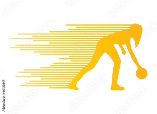 Bowling player silhouettes vector background concept