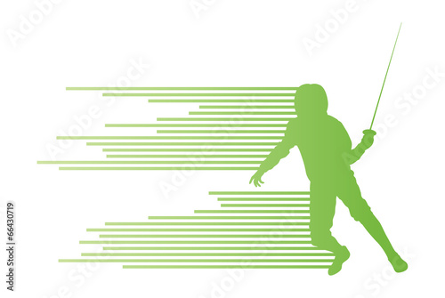 Sword fighters active young man fencing sport silhouettes vector