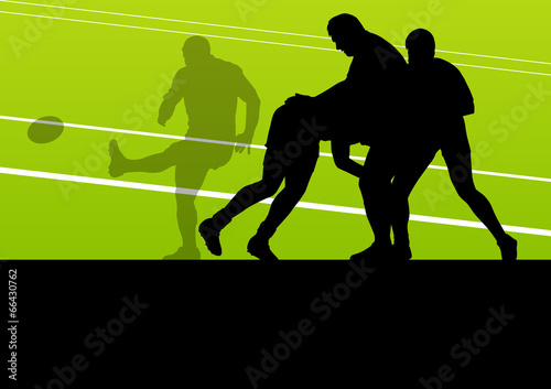 Rugby player man silhouette vector background concept