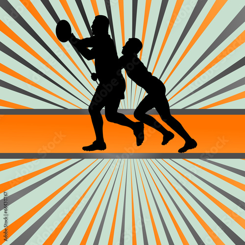 Rugby player man silhouette vector background concept
