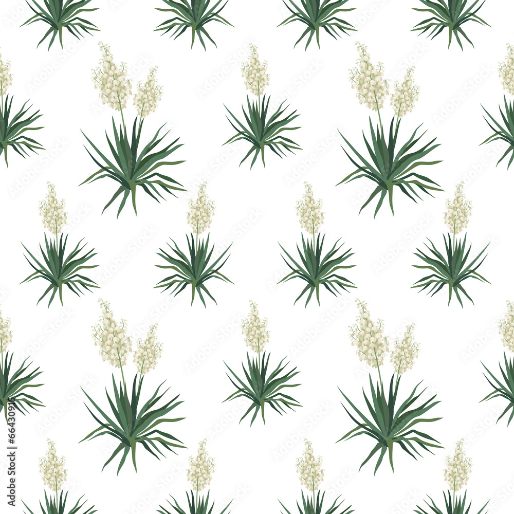 Seamless floral background, Yucca flowers Seamless floral background, Yucca flowers