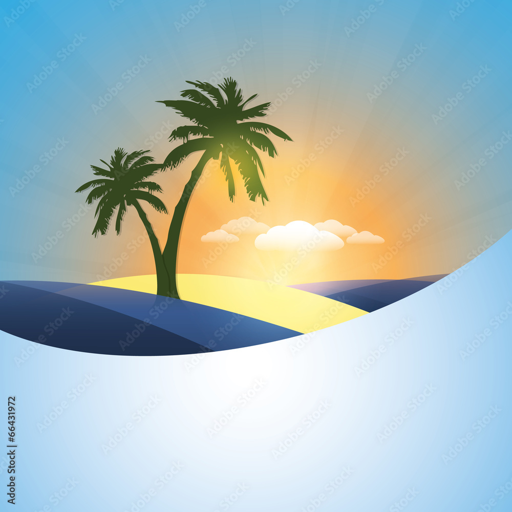 Palm in an Island - Abstract Summer Holiday Background