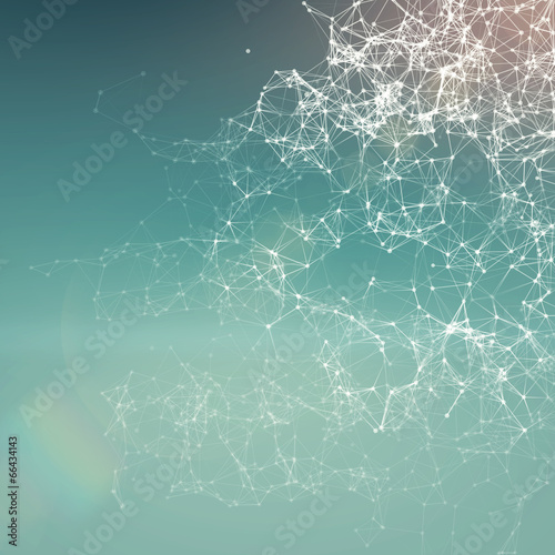 Fresh summer abstract background. Connecting dots, lens flare