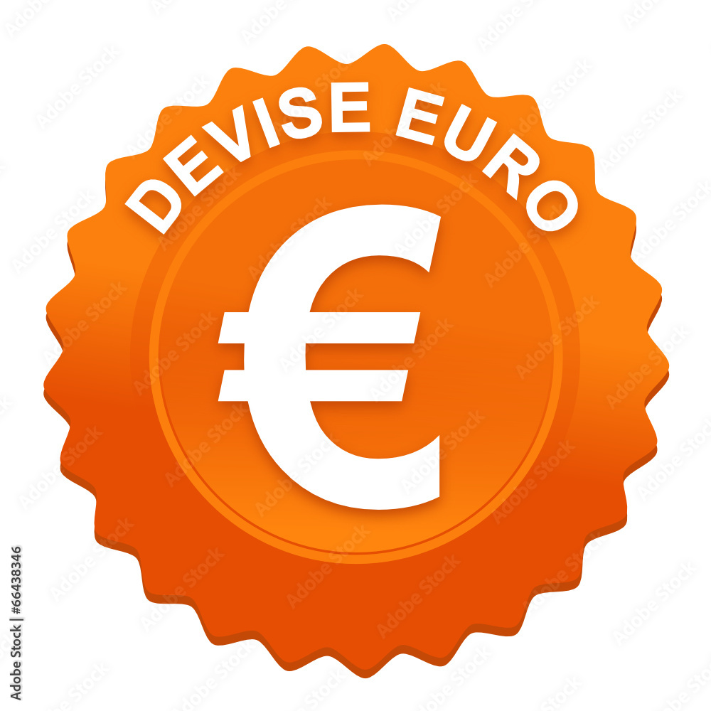 Obraz premium devise euro sur bouton web denté orange