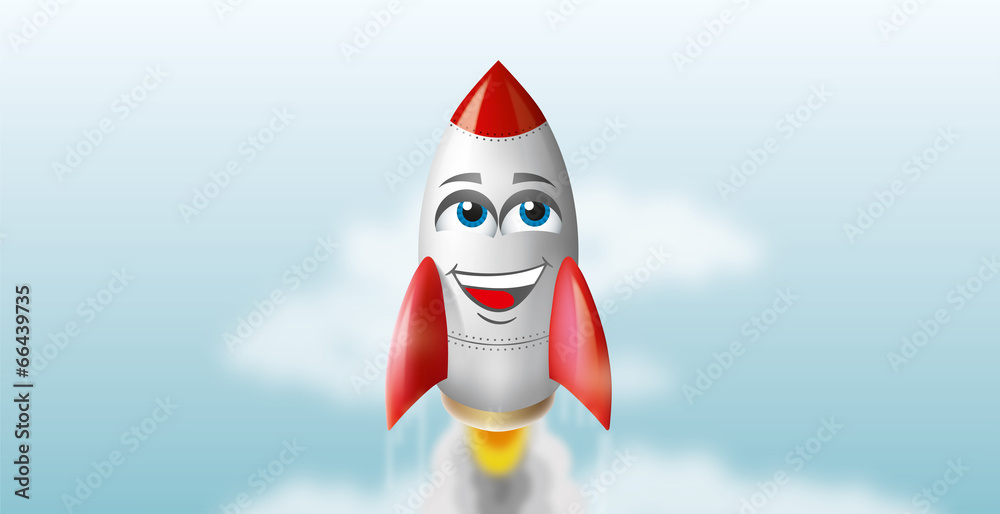 Illustration of a flying rocket in the sky Illustration of a flying rocket in the sky
