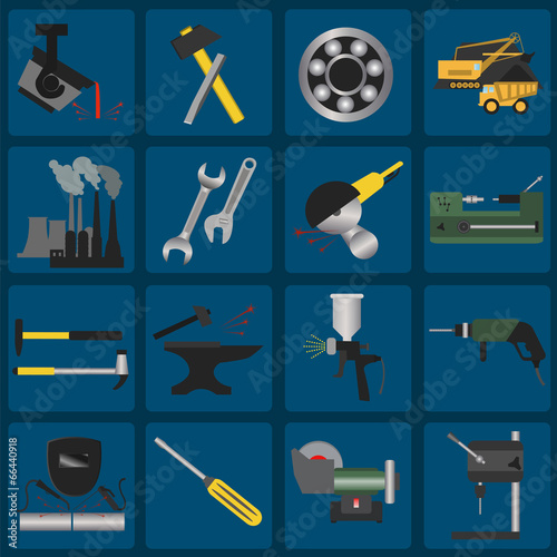 Set of metal working tools icons