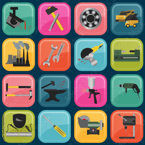 Set of metal working tools icons