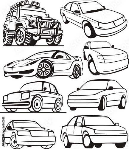 car abstract contour set