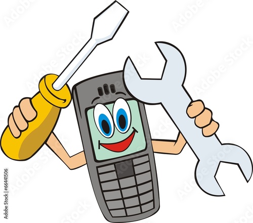 mobile telephone with screwdriver and wrenches