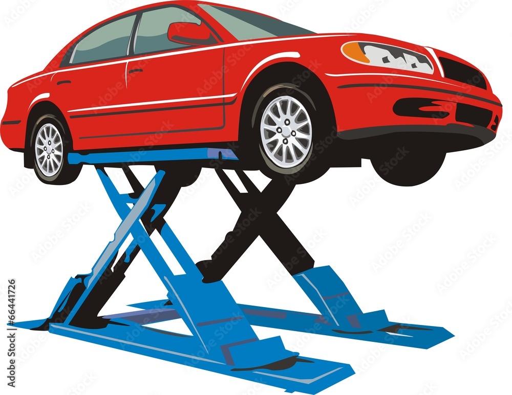 car on a lift Stock Vector | Adobe Stock
