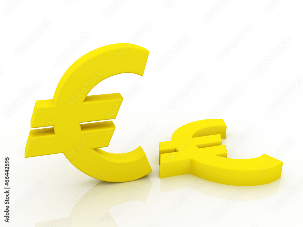 Fototapeta premium Digital illustration of 3d euro symbol in white background