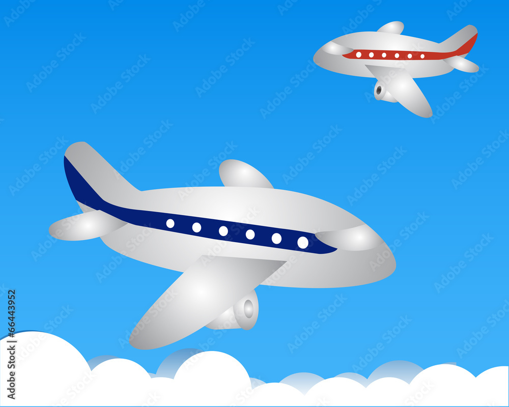 Naklejka premium Red and blue airplane