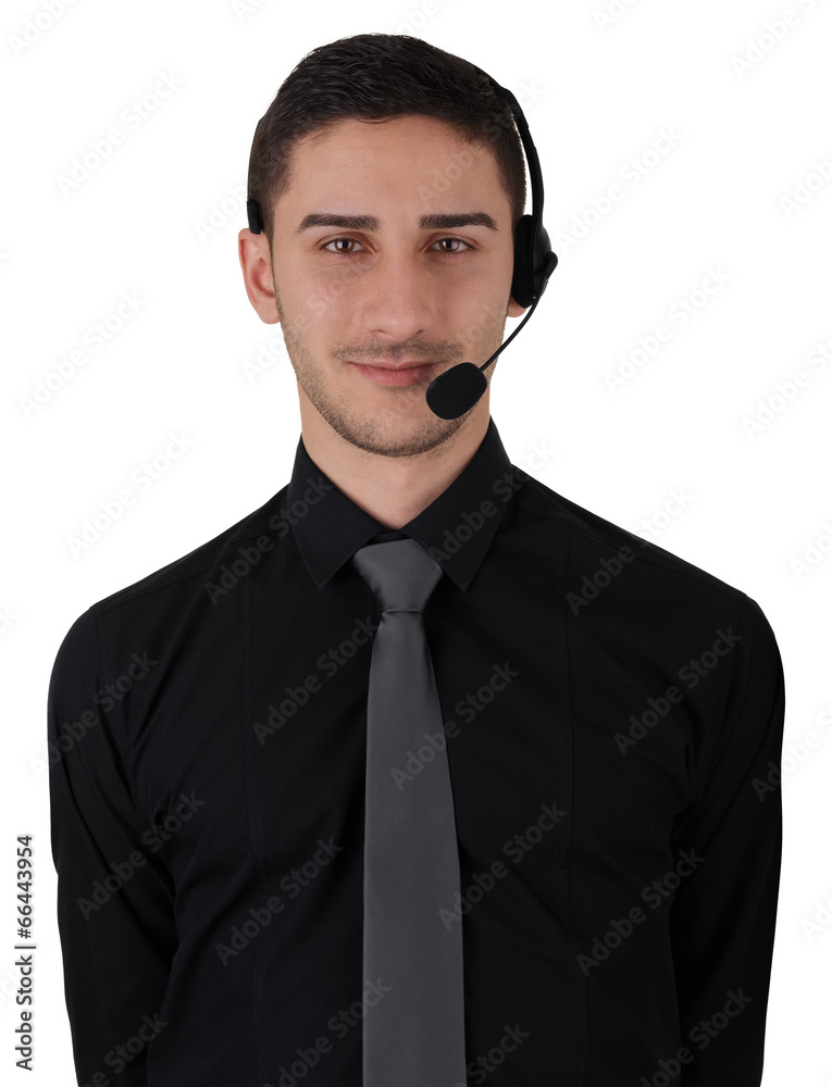 Call Center Man with Headset Isolated on White Call Center Man with Headset Isolated on White