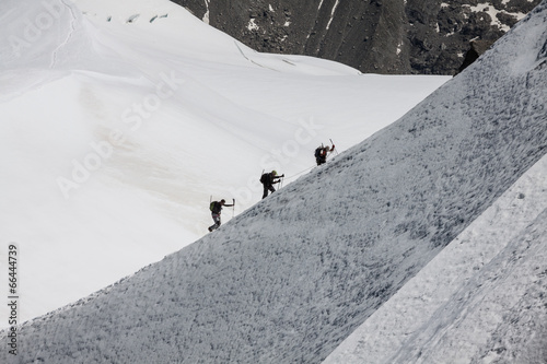 Mont Blanc, Chamonix, French Alps. France. - tourists climbing u photo