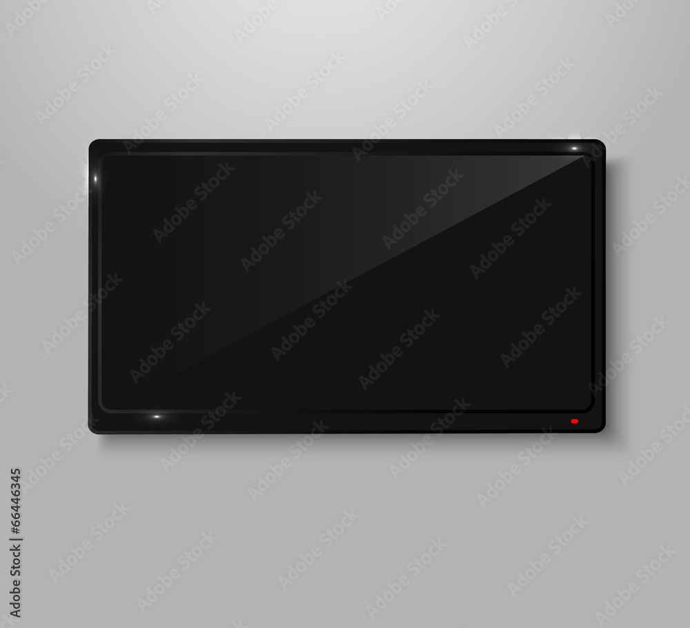 TV set hanging on the wall, vector illustration TV set hanging on the wall, vector illustration