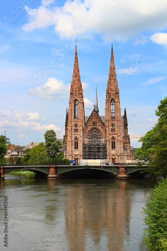 St. Paul's Church and Ill river, Strasbourg, France