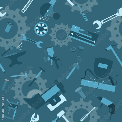 Metal work tools background. Seamless, pattern
