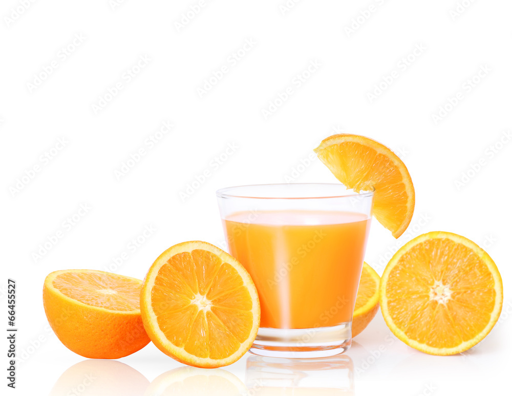 Orange juice isolated on white