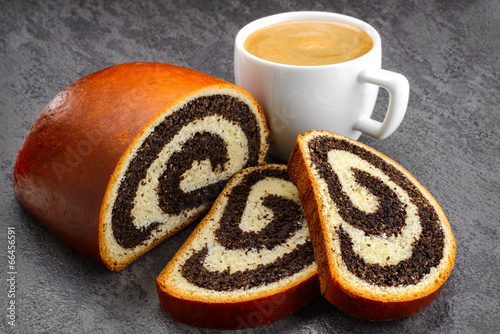 poppy seed strudel and coffee photo