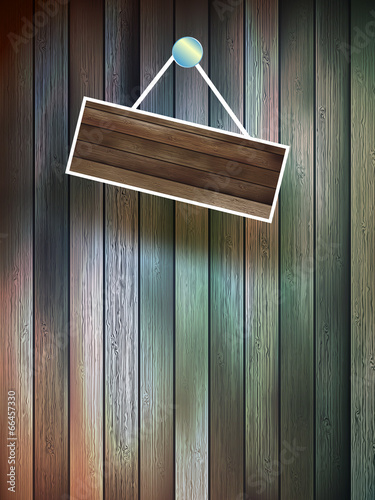 Blank wooden signboard on wall. plus EPS10