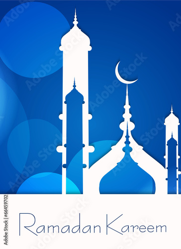 mosque ramadan kareem concept for muslim community blue colorful