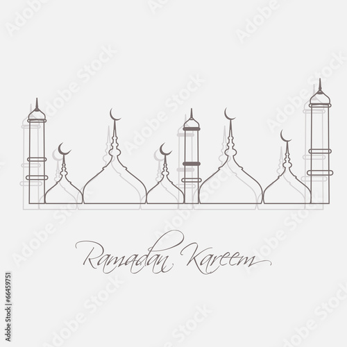 Ramadan Kareem line mosque vector design