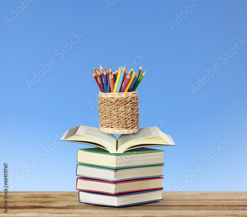 Colour pencils open book