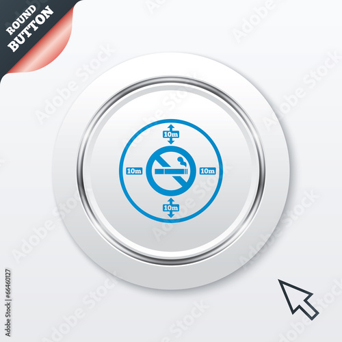 No smoking 10m distance sign icon. Stop smoking