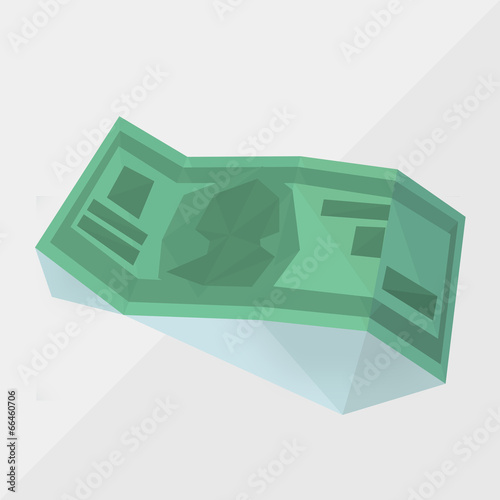 money icon (american  dollar) by triangles, polygon