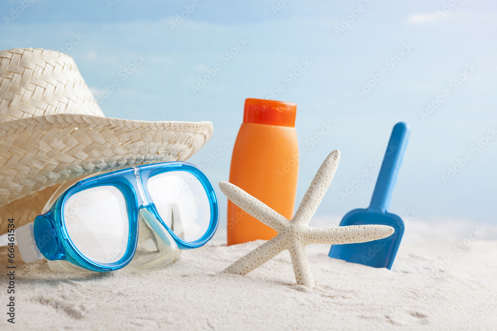 beach accesories, summer background beach accesories, summer background