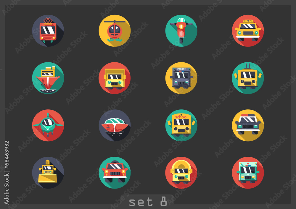 Transport flat icons