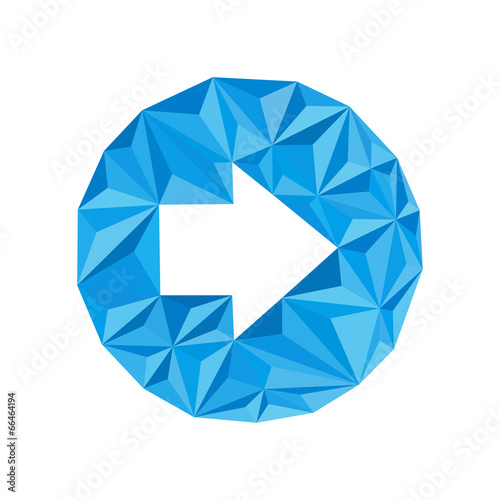 blue arrow icon  pointer  by triangles  polygon