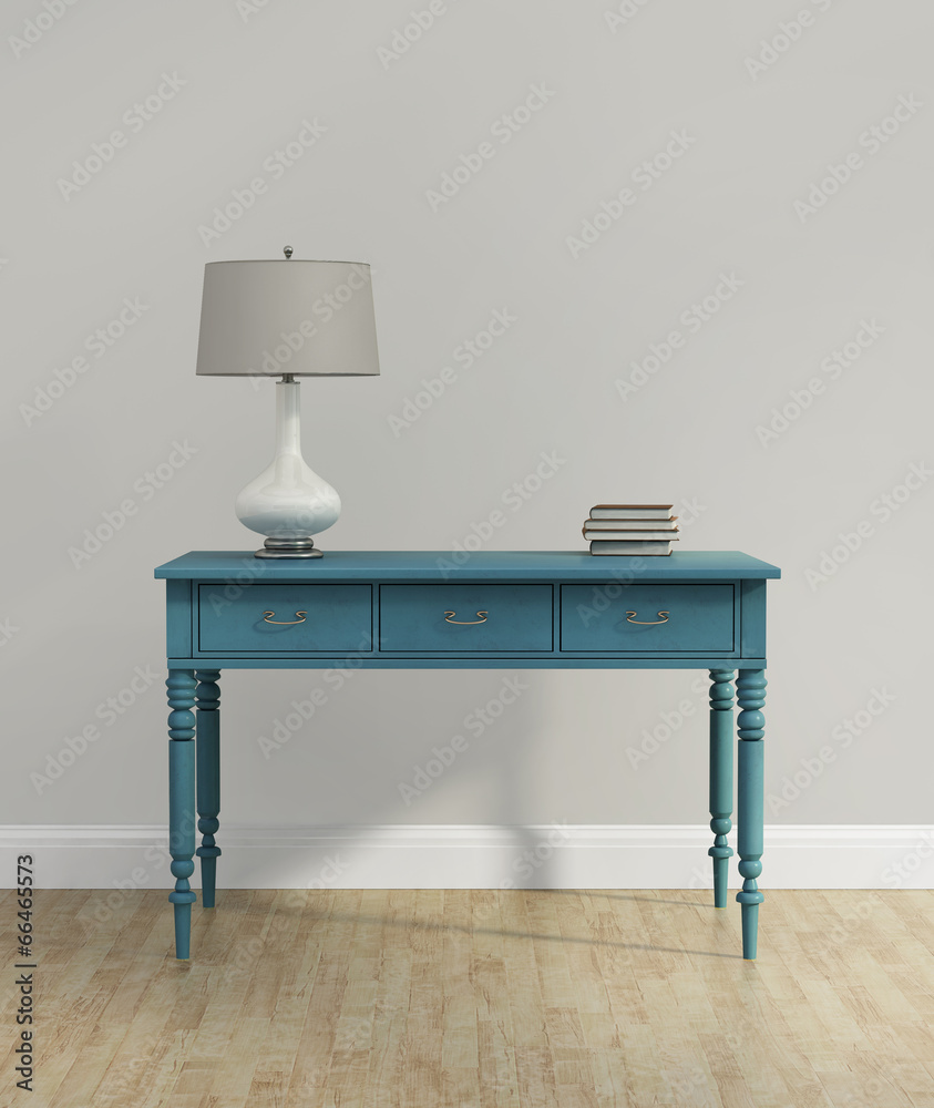 Elegant vintage chic interior with blue turquoise console table Stock  Illustration | Adobe Stock