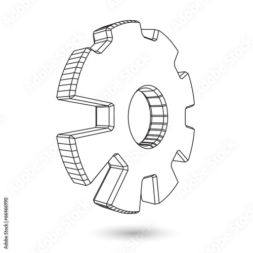 3d wire gear symbol .