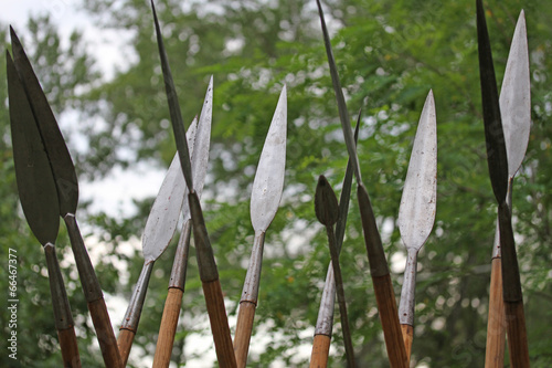 Foto many Long pointy spear skyward