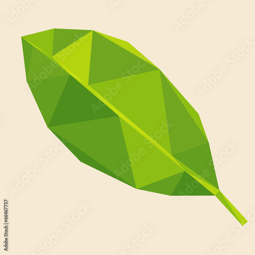 tree's  leaf by triangles, polygon vector illustration