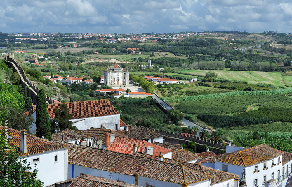 the surrounding countryside and church of Our Lord Jesus, Obidos