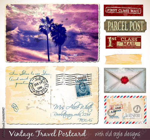 Travel Vintage Postcard Design with antique look