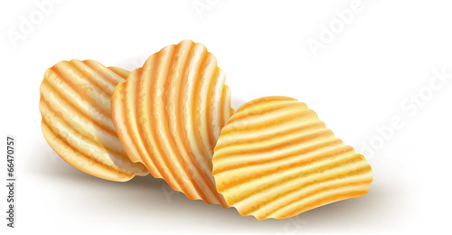 wavy potatos chips on white background