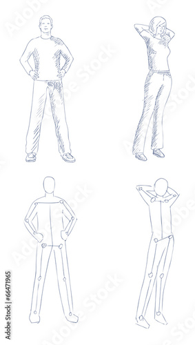 people artistic sketch with shading vector